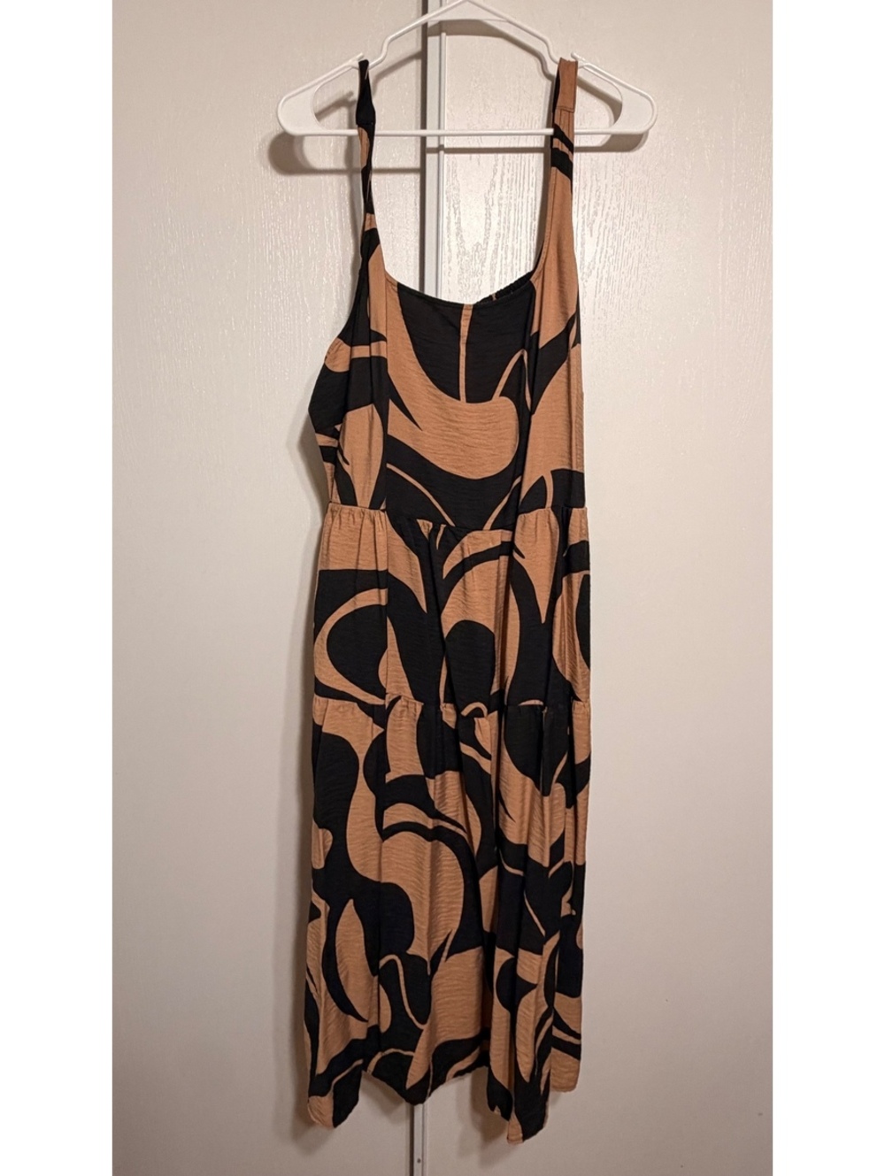 Ava & Viv 3X Sleeveless Midi Dress with Abstract Print